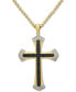 Фото #1 товара Men's Black & White Diamond Cross 22" Pendant Necklace (1/2 ct. t.w.) in 18k Gold-Plated Sterling Silver