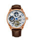 ფოტო #1 პროდუქტის Men's Automatic Self Wind Pink Case, Silver Dial, Brown Leather Strap Watch