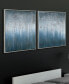 Blue Rain Textured Metallic Hand Painted Wall Art Set by Martin Edwards, 36" x 36" x 1.5"