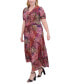 ფოტო #3 პროდუქტის Plus Size Printed V-Neck Ruched Maxi Dress