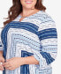 Plus Size In Full Bloom Spliced Texture Stripe Side Tie Top