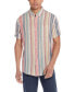 Фото #7 товара Men's Short Sleeve Stripe Linen Cotton Shirt