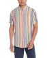 Men's Short Sleeve Stripe Linen Cotton Shirt