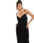 River Island beaded midi slip dress in black Черный, 36 - фото #3