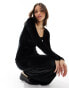 Фото #4 товара Miss Selfridge square neck velvet maxi dress in black