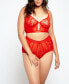 Фото #1 товара Women's Plus Size Stretch Lace Bustier and Brief Lingerie Set