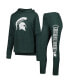 ფოტო #1 პროდუქტის Women's Heathered Green Distressed Michigan State Spartans Long Sleeve Hoodie T-shirt and Pants Sleep Set