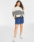Фото #1 товара Women's Mock Neck Sailor-Stripe Sweater, Created for Macy's