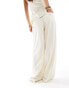 Фото #3 товара ASOS DESIGN Premium tailored wide leg trousers in the cream stripe