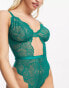 ASOS DESIGN Fuller Bust Sienna lace underwired body in forest green