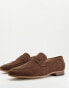 ASOS DESIGN loafers in brown faux suede with natural sole