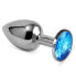 Фото #1 товара Плаг анальный Butt Plug Silver Rosebud Classic с синим драгоценным камнем размер S LOVETOY