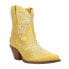 Dingo Primrose Metallic Embroidered Floral Snip Toe Cowboy Booties Womens Yellow