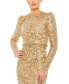 Фото #3 товара Women's Embellished High Neck Long Sleeve Gown