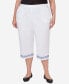 Фото #1 товара Plus Size Summer Breeze Pull-On Border Cuff Capri Pants