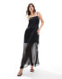 Фото #1 товара ASOS DESIGN satin chiffon mix maxi dress in black