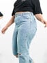 Фото #3 товара ASOS DESIGN Curve high rise 'original' mom jeans in lightwash with rips