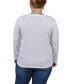 ფოტო #2 პროდუქტის Plus Size Long Sleeve Ribbed Button Detail Top