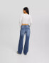 Bershka 90s wide leg ripped jeans in indigo wash