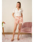 Women's Floral High Rise Belted Pleated Shorts