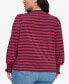 ფოტო #2 პროდუქტის Plus Size Striped Smocked-Cuff Top