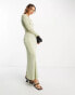 Фото #4 товара ASOS DESIGN v neck long sleeve maxi dress in sage