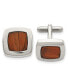 Stainless Steel Polished Koa Wood Inlay Rounded Square Cufflink