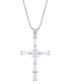 Cubic Zirconia Cross Pendant 18" Necklace in Silver Plate