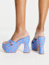 Daisy Street platform heeled sandals in blue floral print