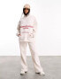 ASOS Weekend Collective oversized hoodie with stacked red logo in oatmeal