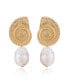 Фото #1 товара Swirled Shell Freshwater Cultivated Pearl Statement Earrings