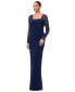 Фото #3 товара Women's Lace-Sleeve Square-Neck Gown