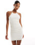 Pull&Bear textured backless strappy cami mini dress in white