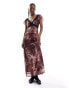 Фото #2 товара Reclaimed Vintage lace trim midi dress in animal print