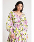 Plus Size Printed V Neck Maxi Dress - 28, Abstract Floral Flourish