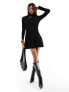 Фото #1 товара & Other Stories contoured rib knitted mini dress with split cuffs and flared hem in black