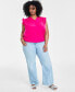 ფოტო #2 პროდუქტის Trendy Plus Size Ruffled-Trim Sleeveless Blouse, Created for Macy's