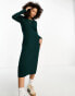 Vila round neck jersey midi jumper dress in dark green