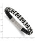 ფოტო #3 პროდუქტის Stainless Steel Crosses Black Leather with extension Bracelet