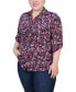 Фото #1 товара Plus Size 3/4 Roll Tab Rouched-Front Top
