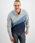 Фото #1 товара Men's Spliced Varsity Long Sleeve Polo Shirt, Created for Macy's