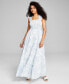 Фото #1 товара Women's Printed Smocked Sleeveless Tiered Maxi Dress