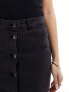 Фото #3 товара Object buttondown denim maxi skirt in black