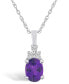 ფოტო #1 პროდუქტის Amethyst (1-1/5 Ct. T.W.) and Diamond (1/10 Ct. T.W.) Pendant Necklace in 14K White Gold