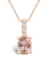 ფოტო #1 პროდუქტის Morganite (1-1/7 Ct. T.W.) and Diamond Accent Pendant Necklace in 14K Rose Gold