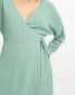 Фото #3 товара ASOS DESIGN wrap midi dress with tie cuff detail in sage green