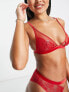 Фото #4 товара ASOS DESIGN Viv lace and mesh triangle bra with velvet trim in red