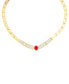 Фото #1 товара Macy's 14k Gold-Plated Diamond-Accent & Simulated Ruby Greek Key 18" Collar Necklace