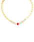 Фото #1 товара 14k Gold-Plated Diamond-Accent & Simulated Ruby Greek Key 18" Collar Necklace