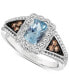 Sea Blue Aquamarine (5/8 ct. t.w.) & Diamond (1/3 ct. t.w.) Beaded Ring in 14k White Gold